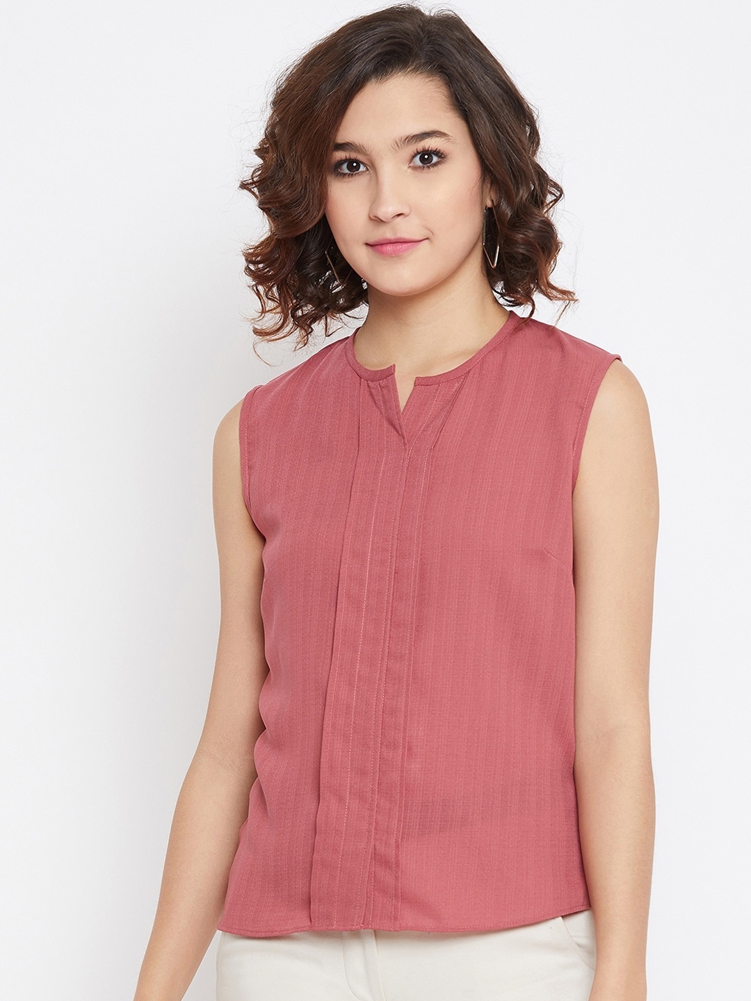 

Imfashini Peach-Coloured Self Design Top