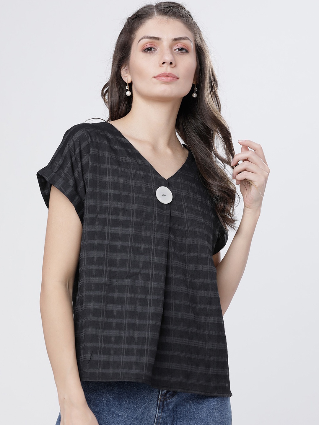 

Tokyo Talkies Black Checked Top