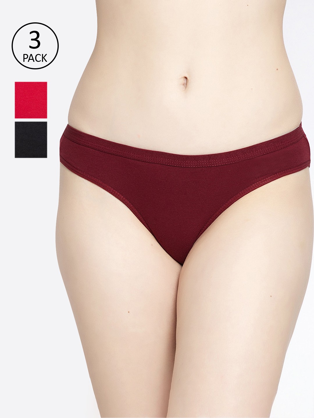 

GRACIT Women Pack Of 3 Solid Bikini Briefs PW35-01-03-14, Black