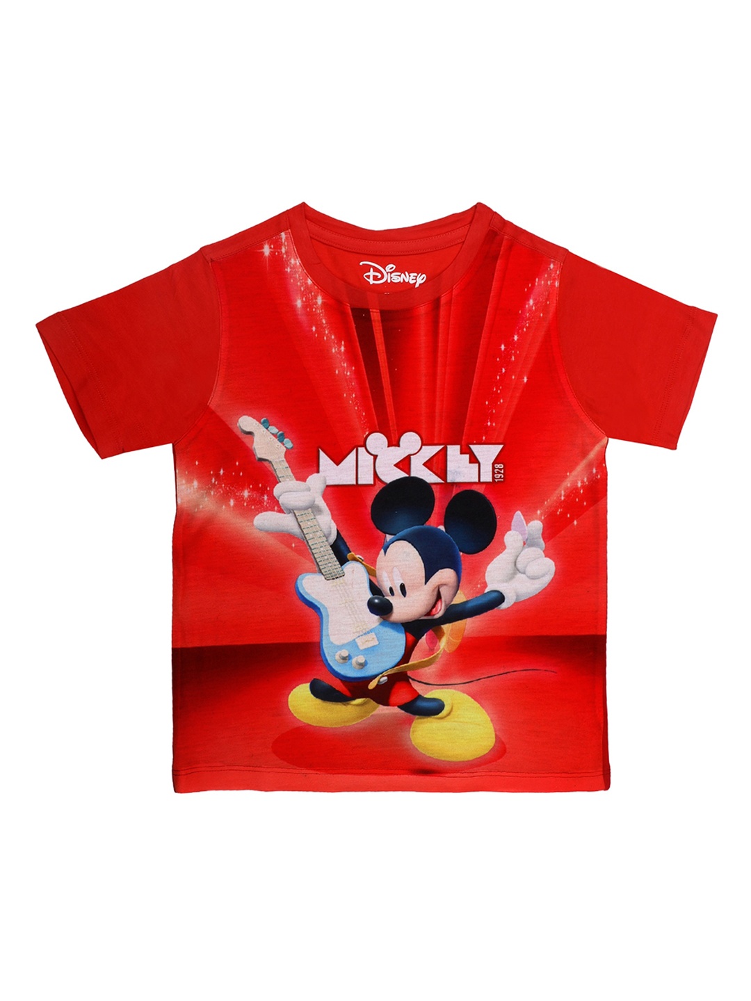 

Disney by Wear Your Mind Boys Red Mickey Mouse Printed Round Neck T-shirt