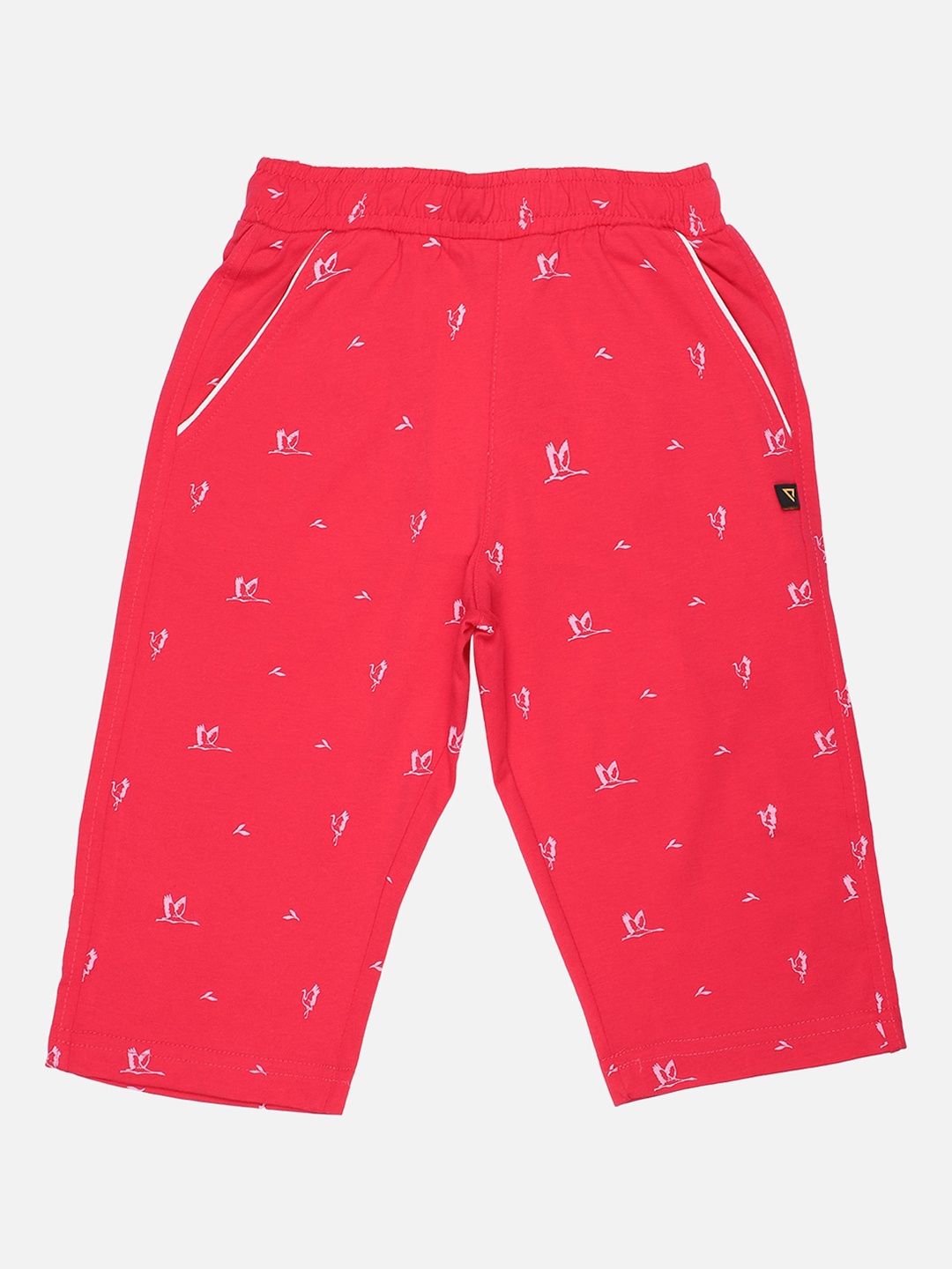 

PROTEENS Girls Coral & White Printed Regular Fit Capris