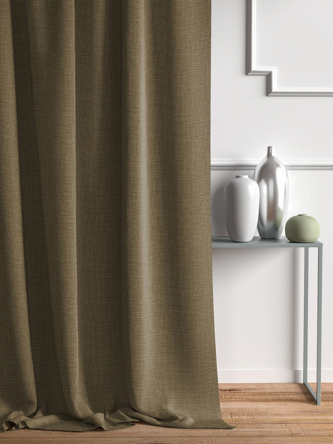 

DDecor Brown Solid Single Curtain