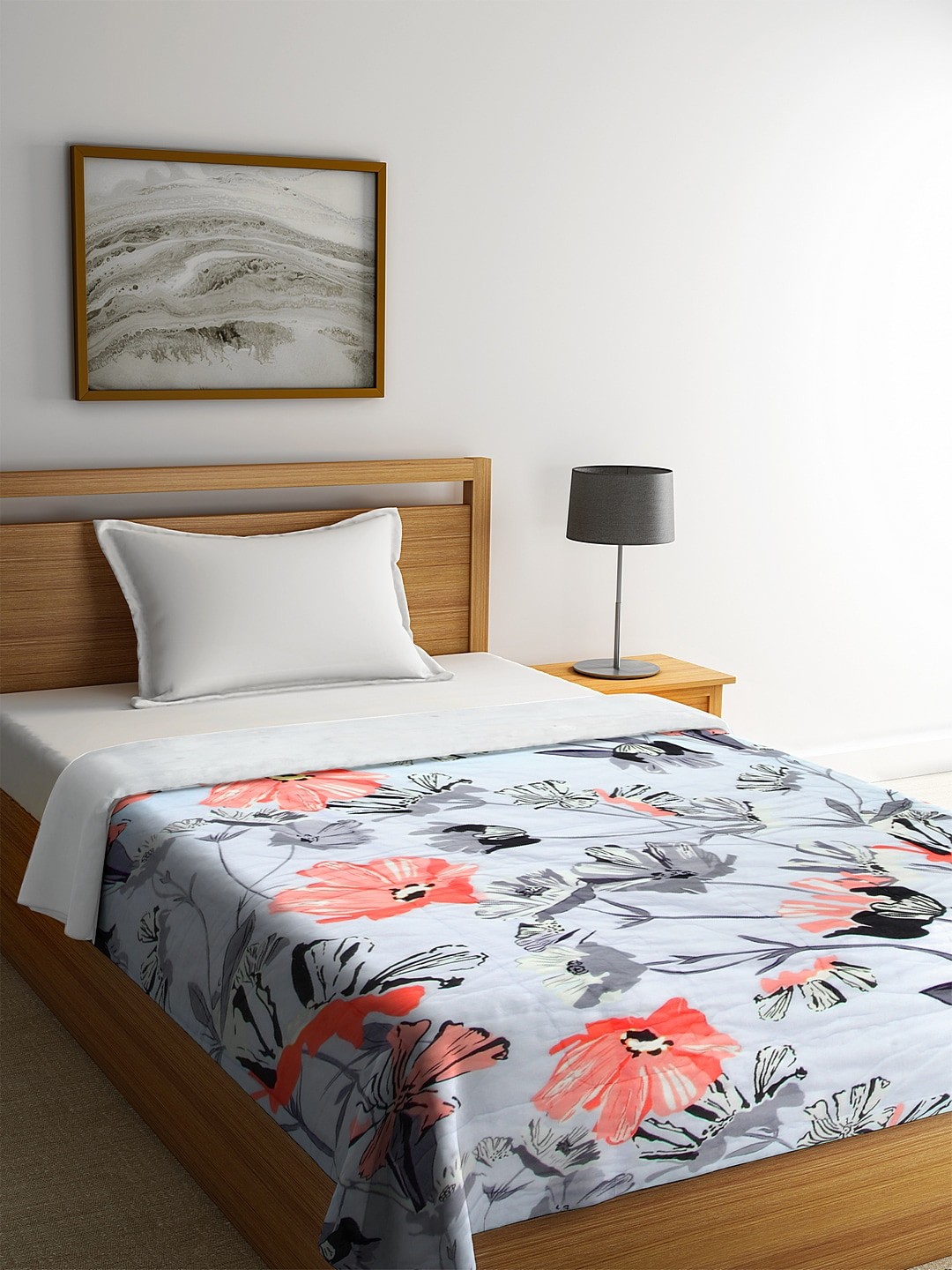 

REME Multicoloured Floral AC Room 150 GSM Single Bed Quilt, Multi