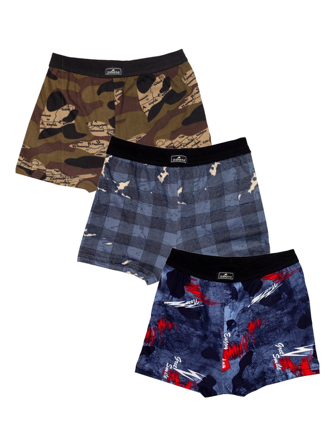 

Zoom Minimondo Kids Pack of 3 Assorted Printed Regular Fit Regular Shorts, Grey