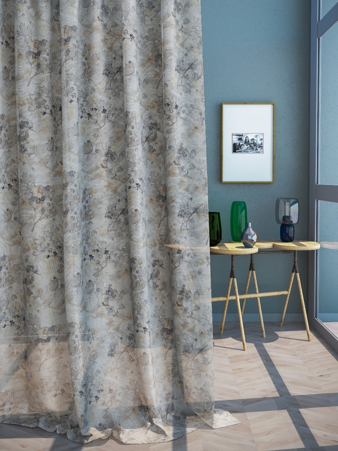

DDecor Grey Printed Single Curtain