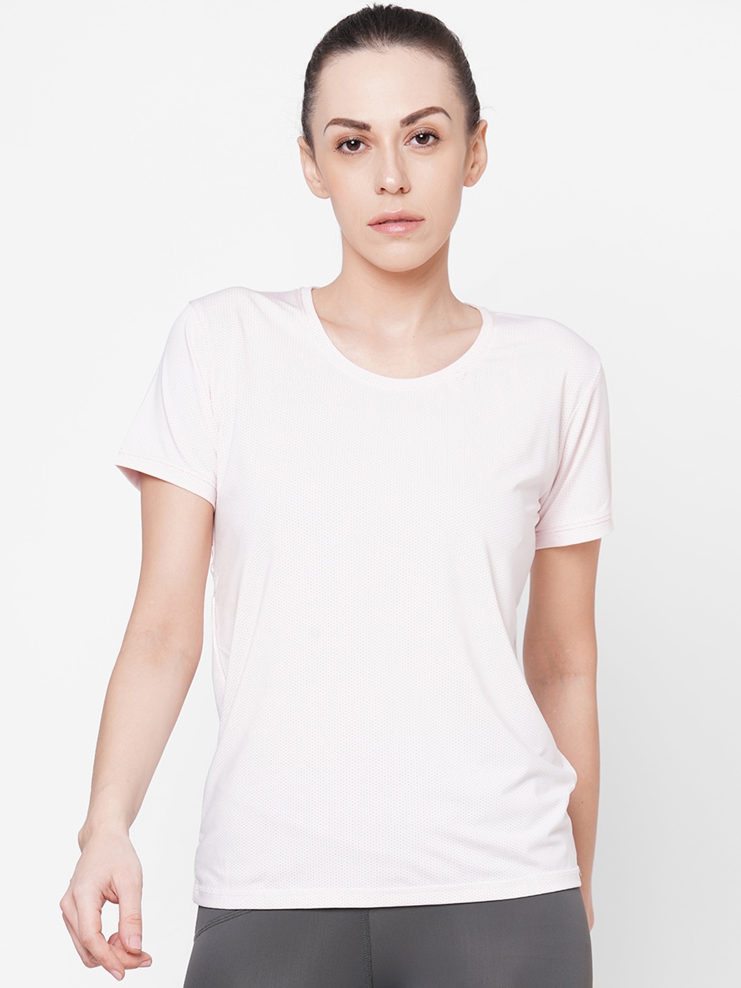 

Tuna London Women Pink Self Design Round Neck T-shirt