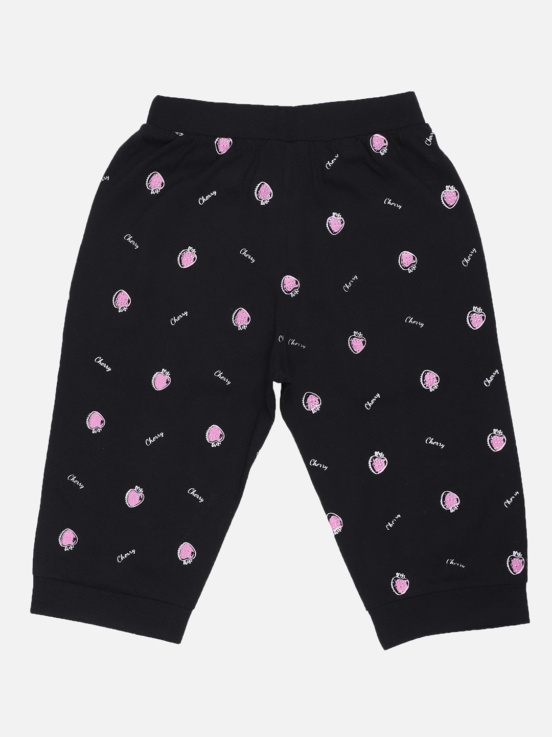 

PROTEENS Girls Black & Pink Printed Slim Fit Capris