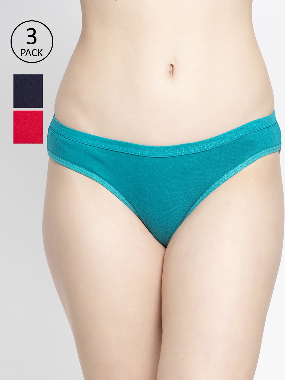 

GRACIT Women Pack Of 3 Solid Bikini Briefs PW35-03-17-20-, Red