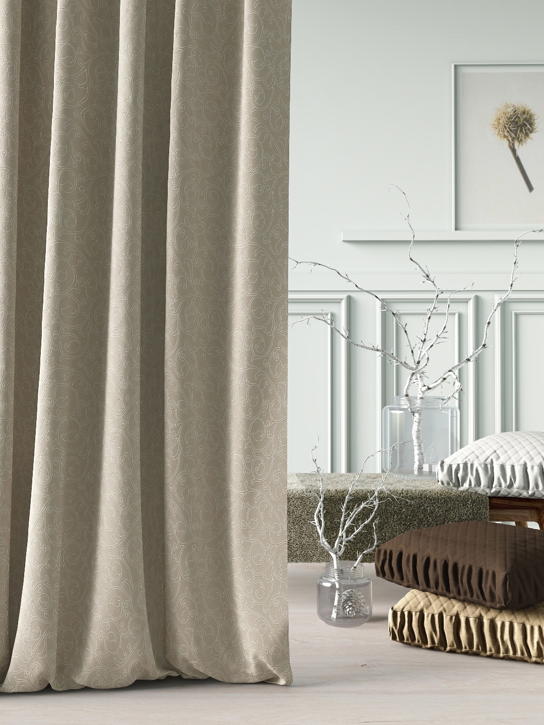 

DDecor Brown & White Single Sheer Curtain