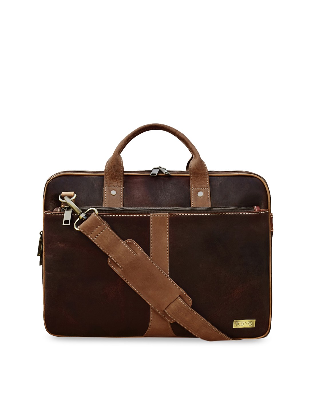 

ABYS Unisex Brown Textured Leather Laptop Bag