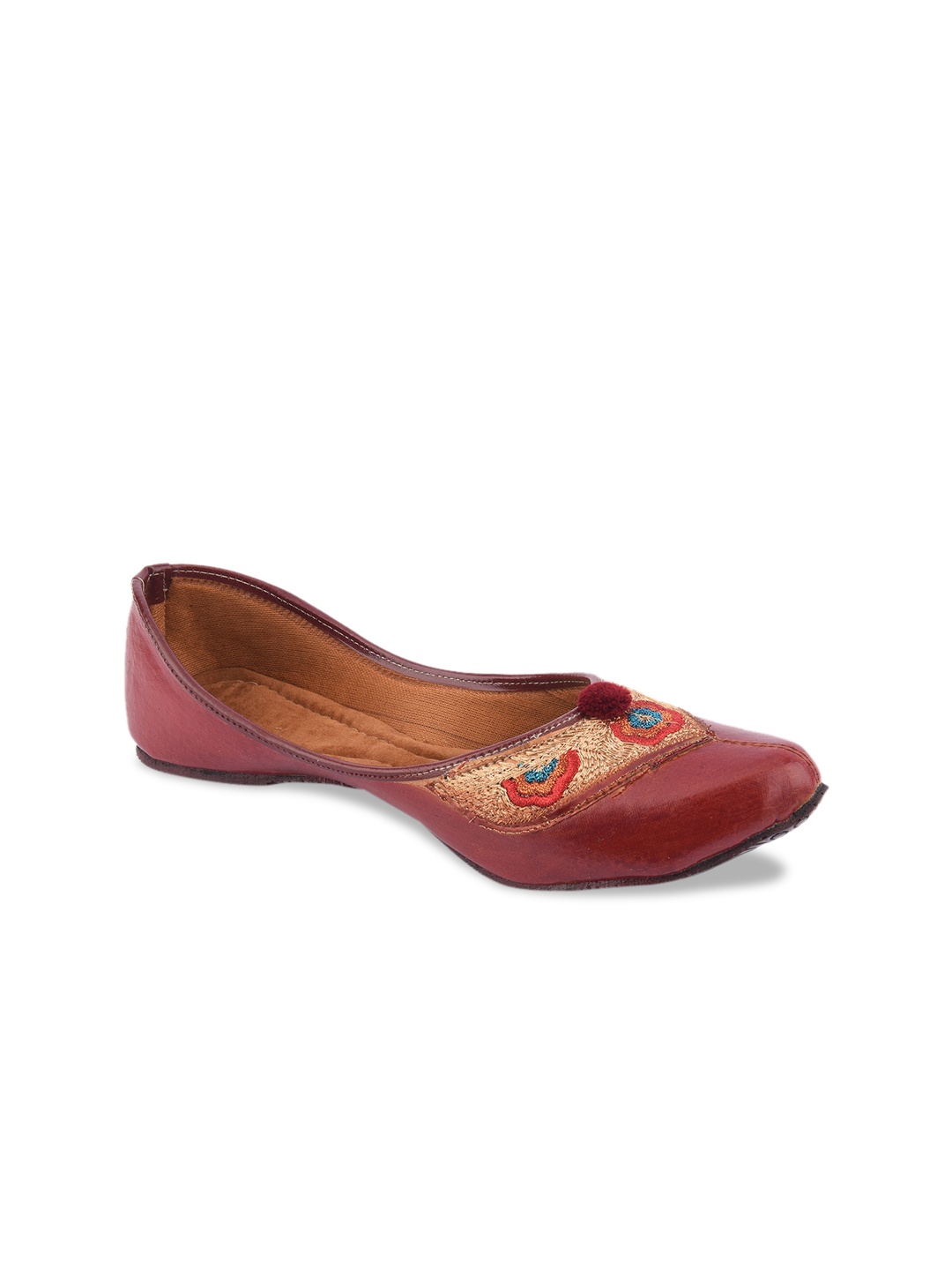 

DESI COLOUR Women Brown Embellished Mojaris