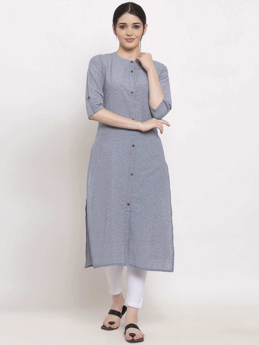 

ALC Creations Women Navy Blue Solid Straight Kurta