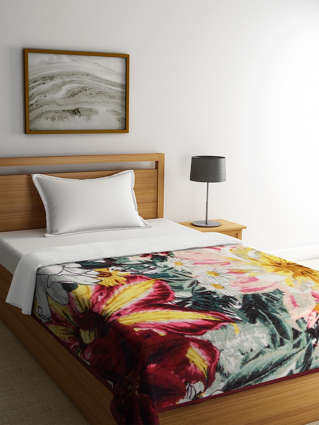 

REME Red & Green Floral AC Room 150 GSM Single Bed Quilt