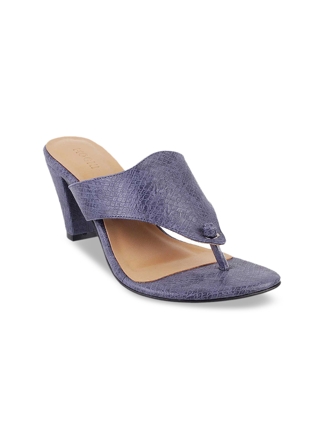 

Mochi Women Blue Textured Block Heels