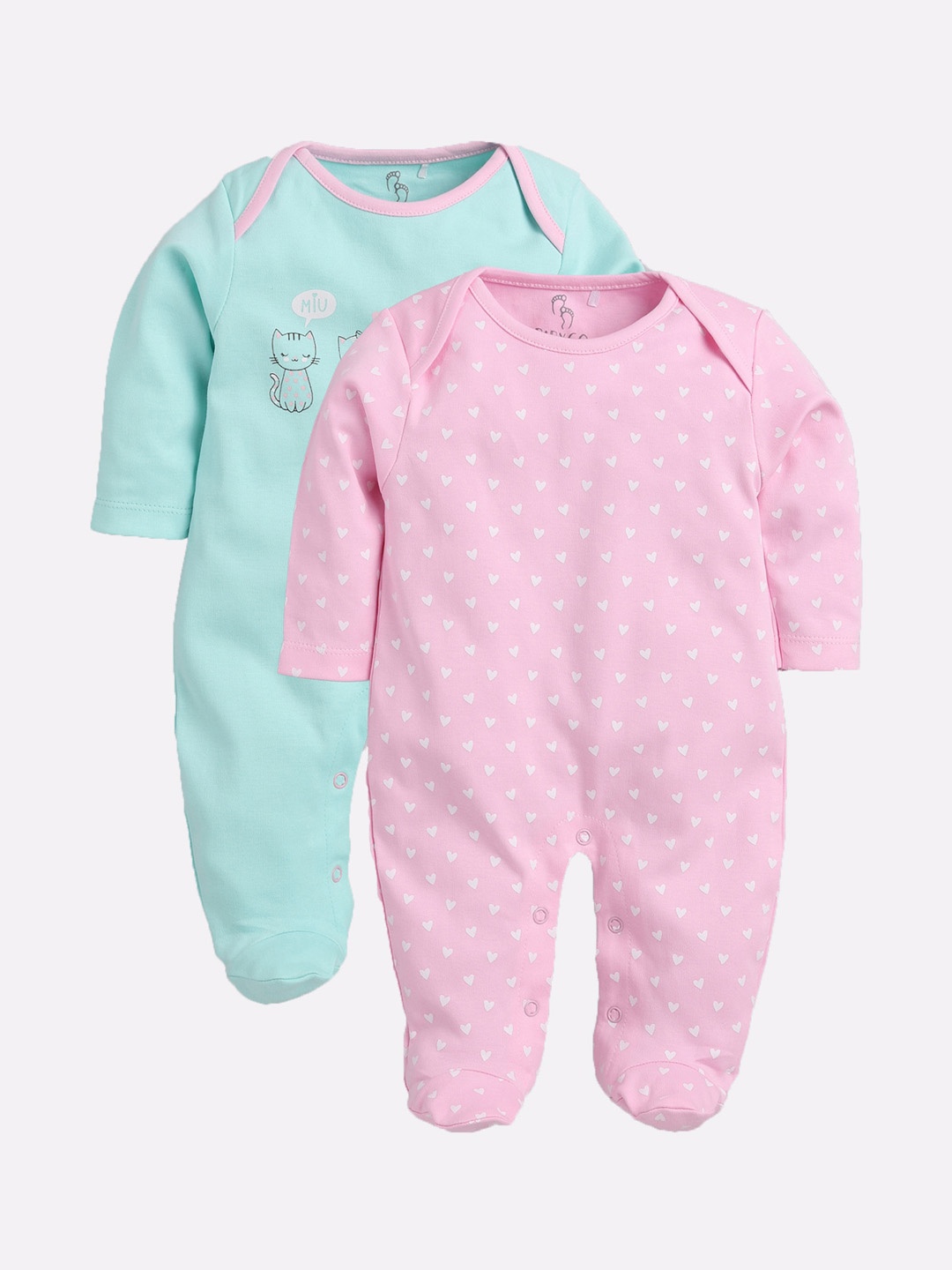 

BABY GO Boys Set of 2 Organic Cotton Printed Romper, Pink
