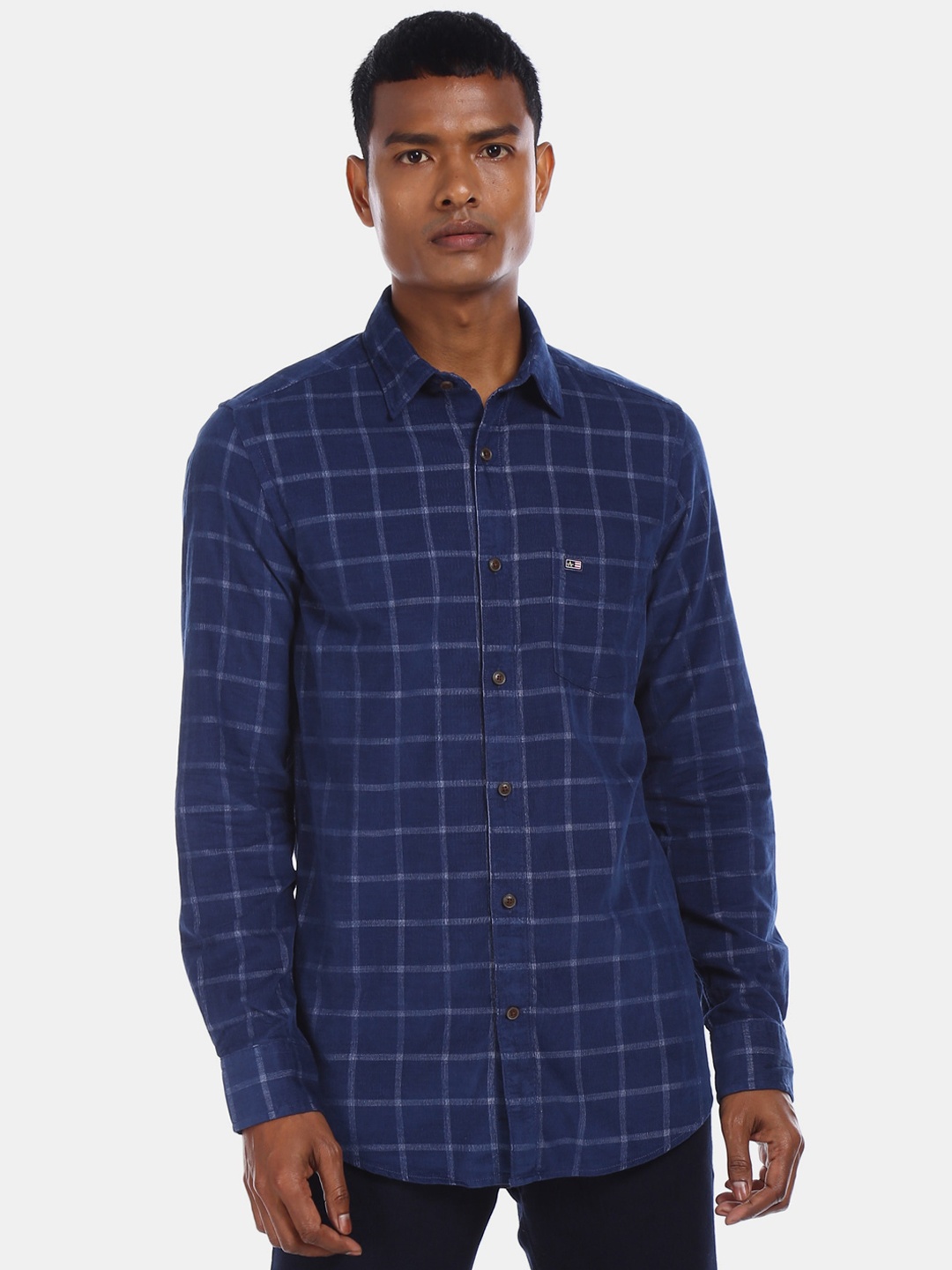 

Arrow Sport Men Blue Regular Fit Checked Cotton Casual Shirt