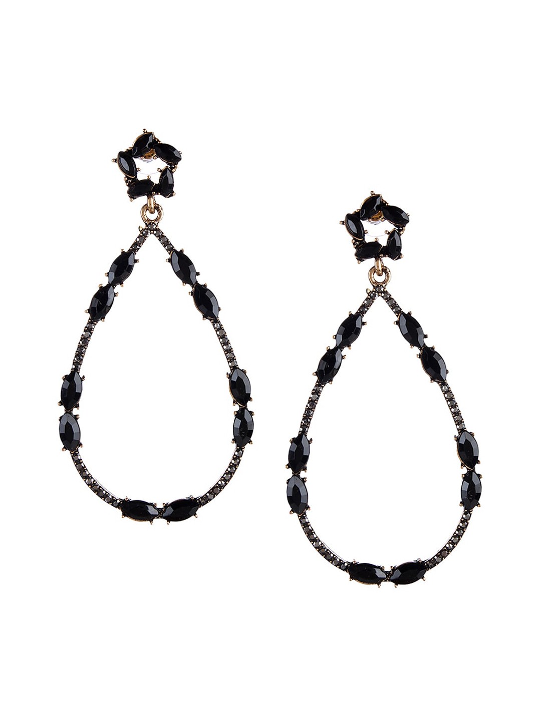 

Mali Fionna Gold-Toned & Black Contemporary Handcrafted Drop Earrings