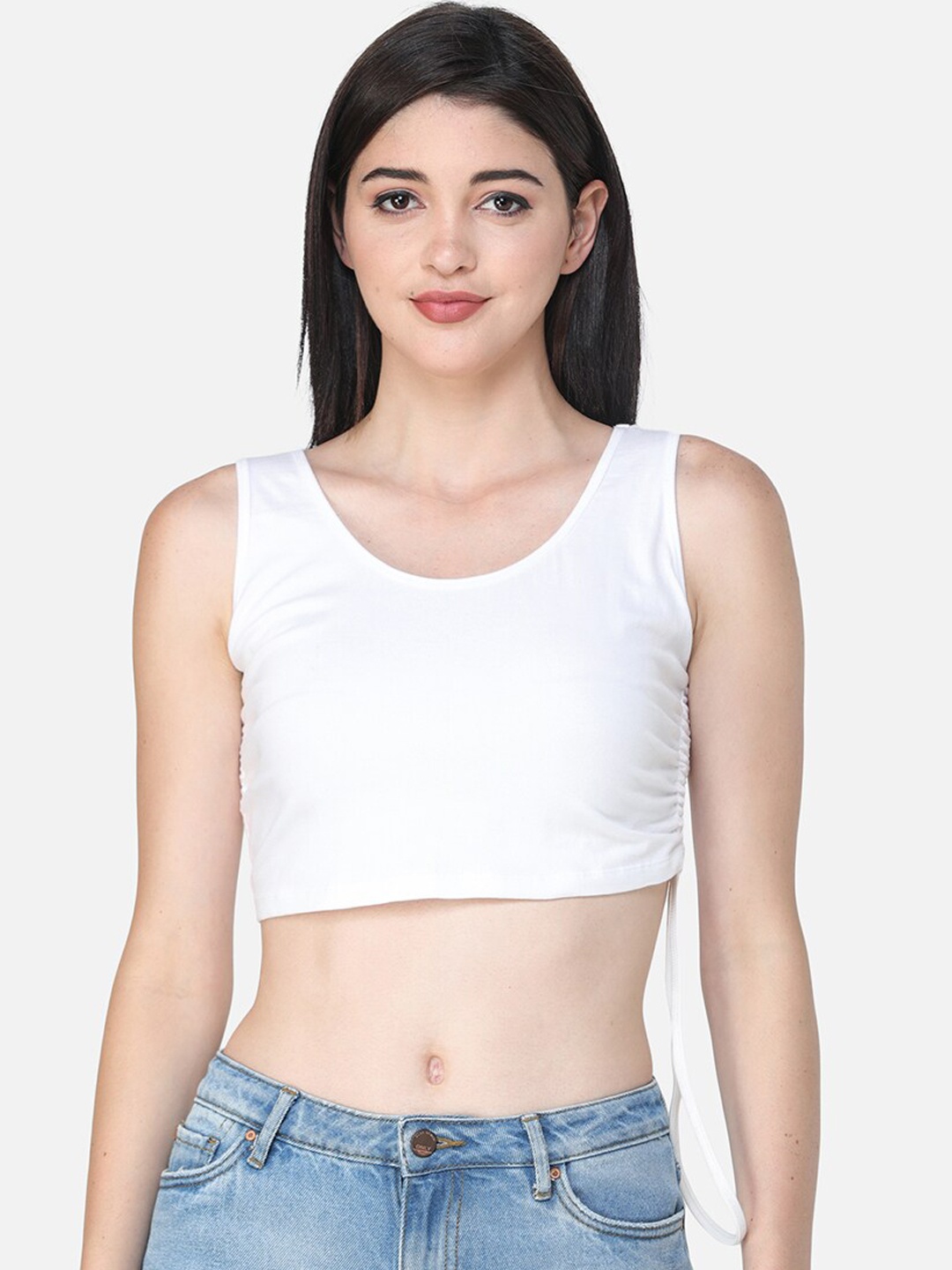 

SCORPIUS White Solid Crop Top