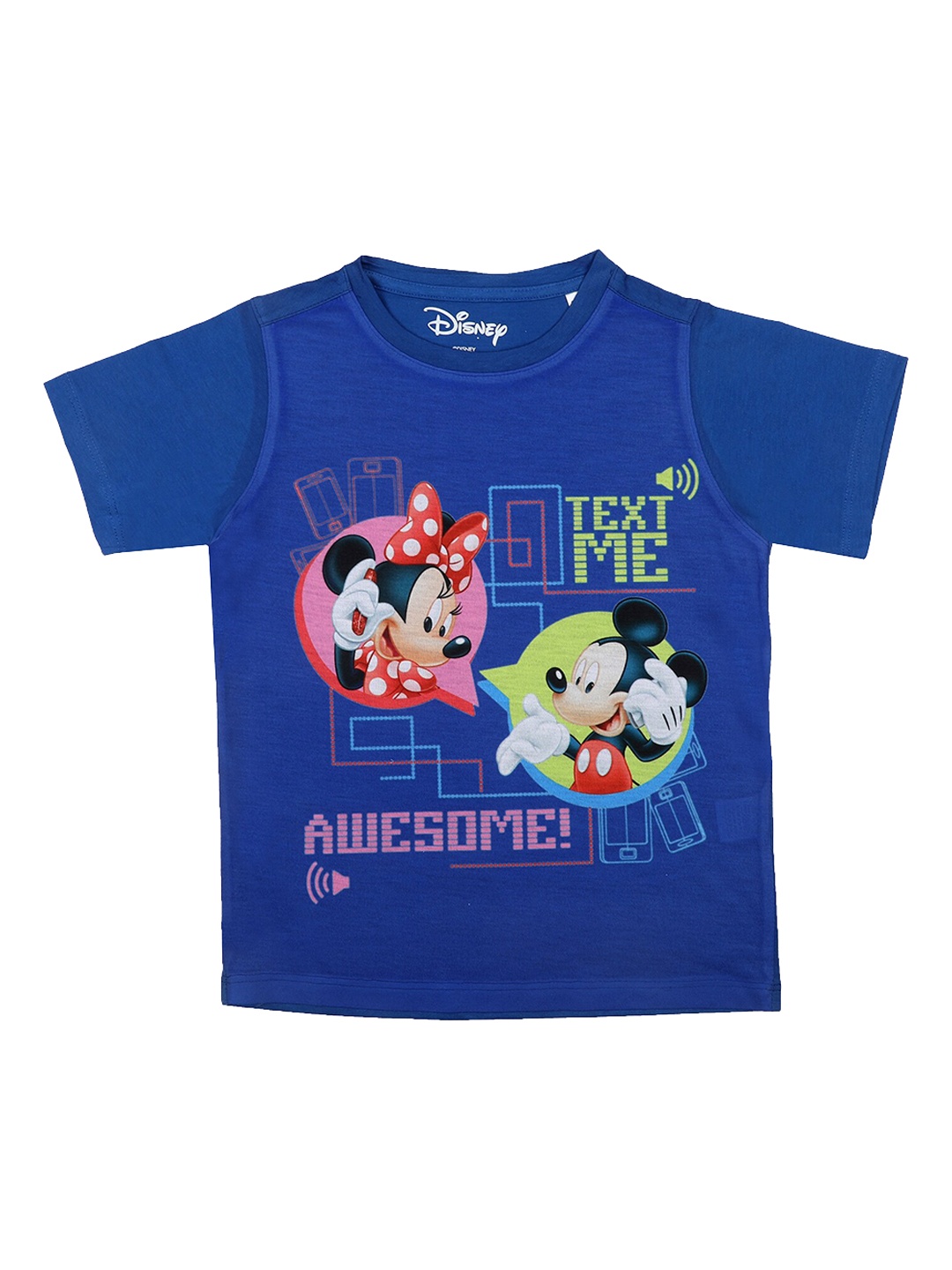 

Disney by Wear Your Mind Boys Blue Mickey & Friends Printed Round Neck T-shirt