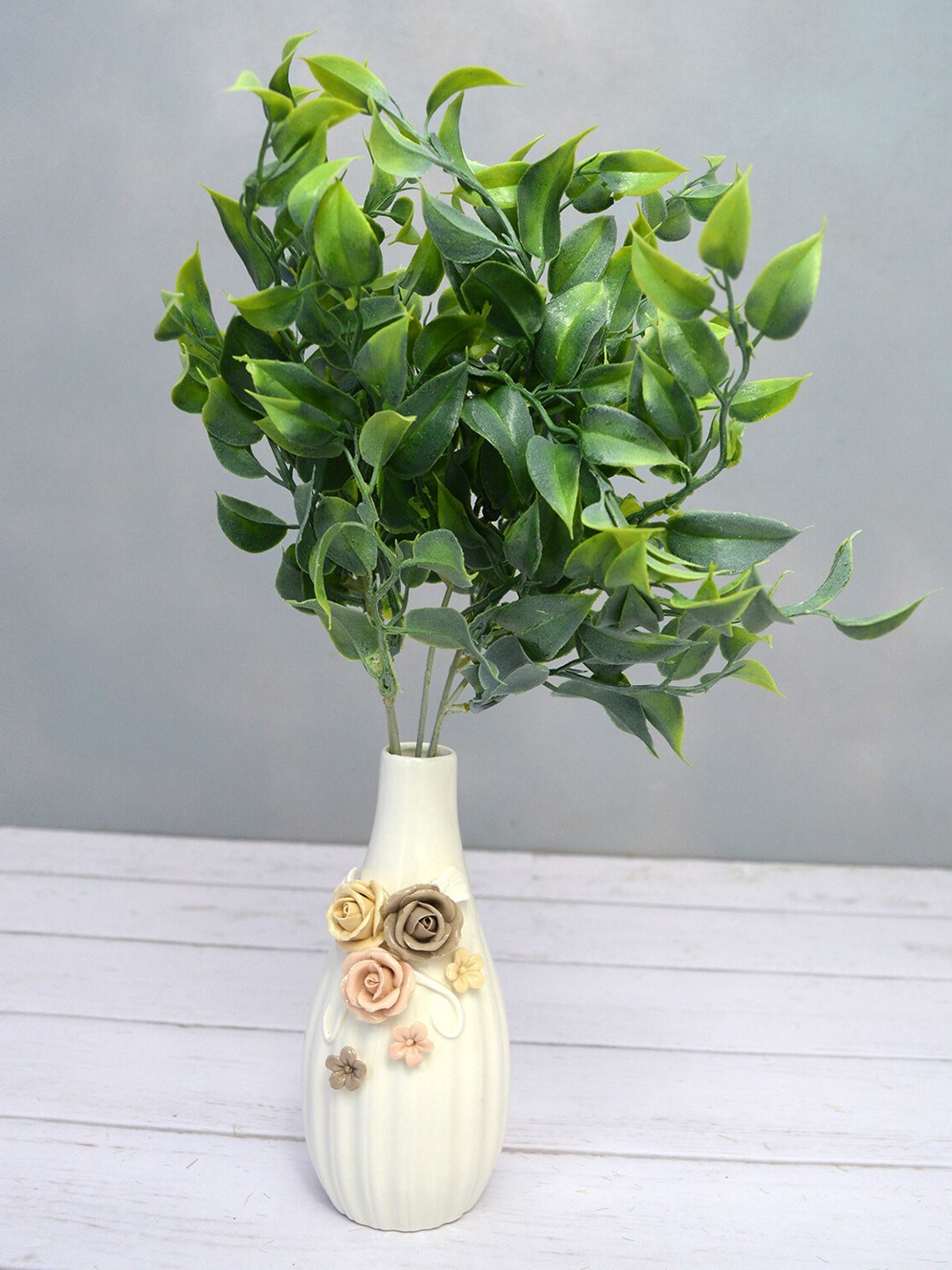

fancy mart Green & Off-White Artificial Latex Big Small Mix Bunch Plant