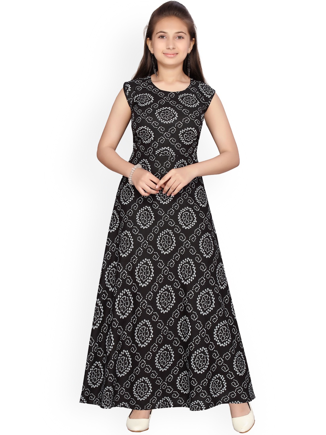 

Aarika Girls Black Printed Maxi Dress