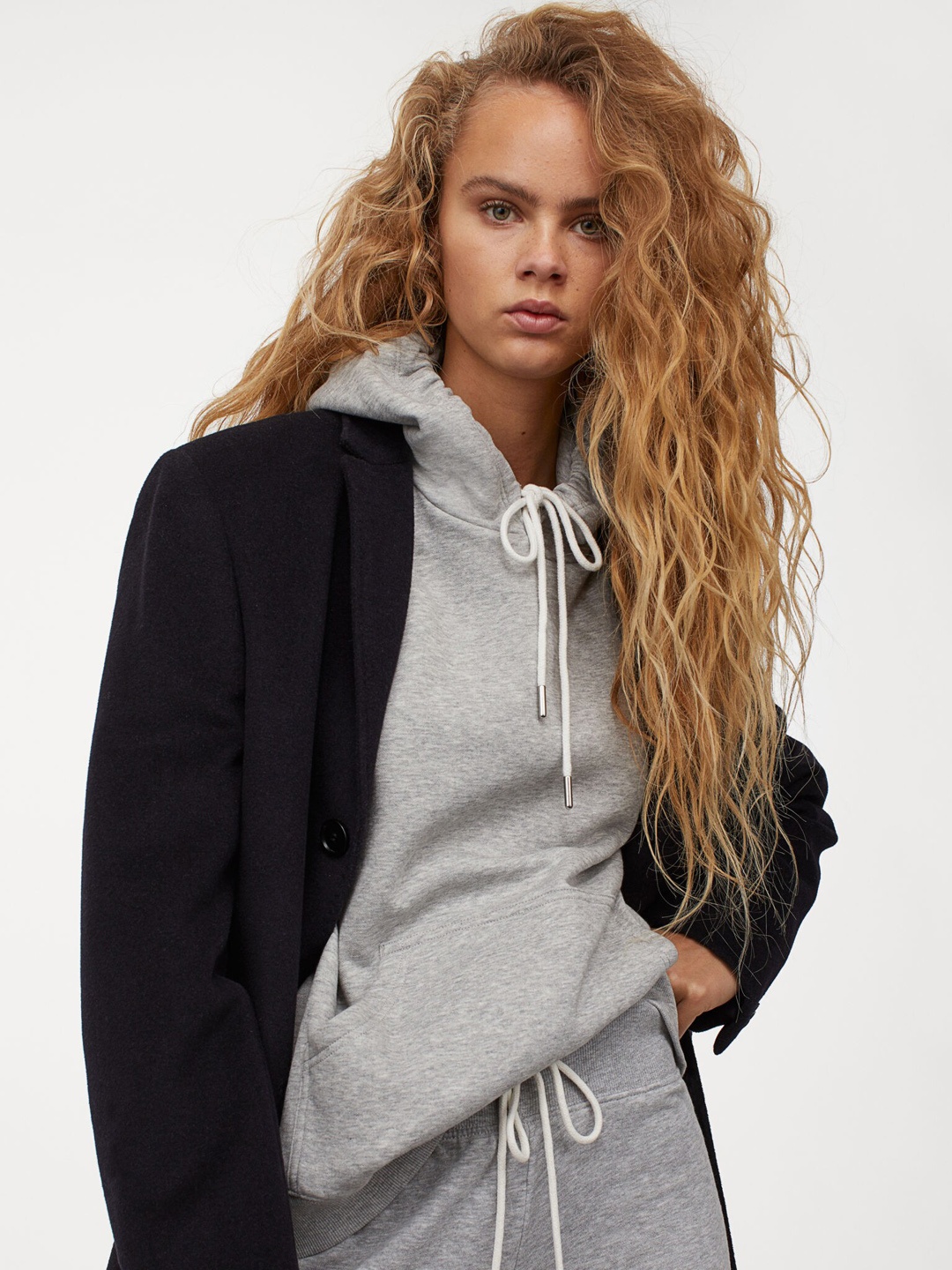 

H&M Women Grey Hooded Top