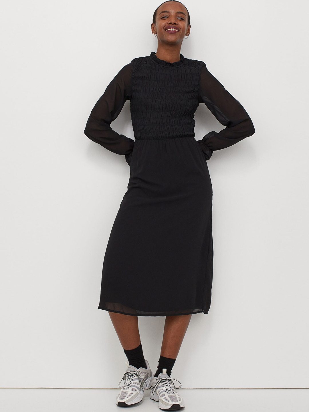 

H&M Women Black Solid Chiffon Sustainable Dress