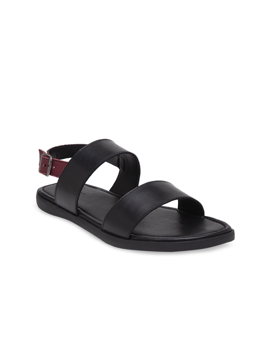 

BEAVER Men Black Leather Comfort Sandals