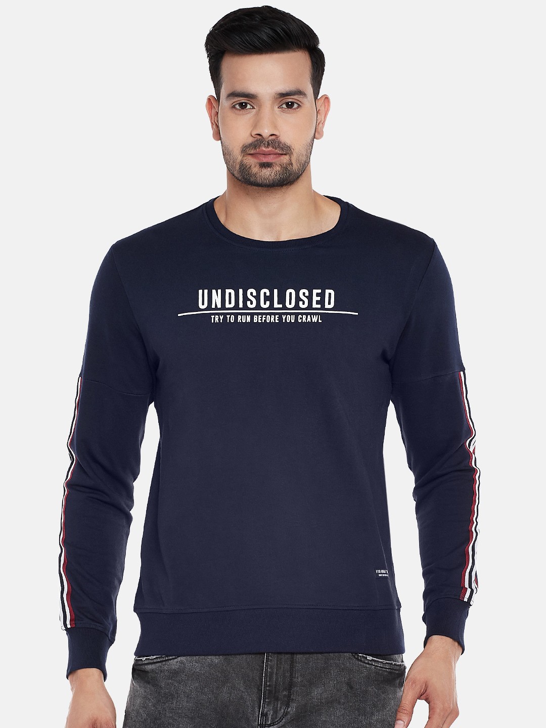 

People Men Navy Blue Printed Sweatshirt