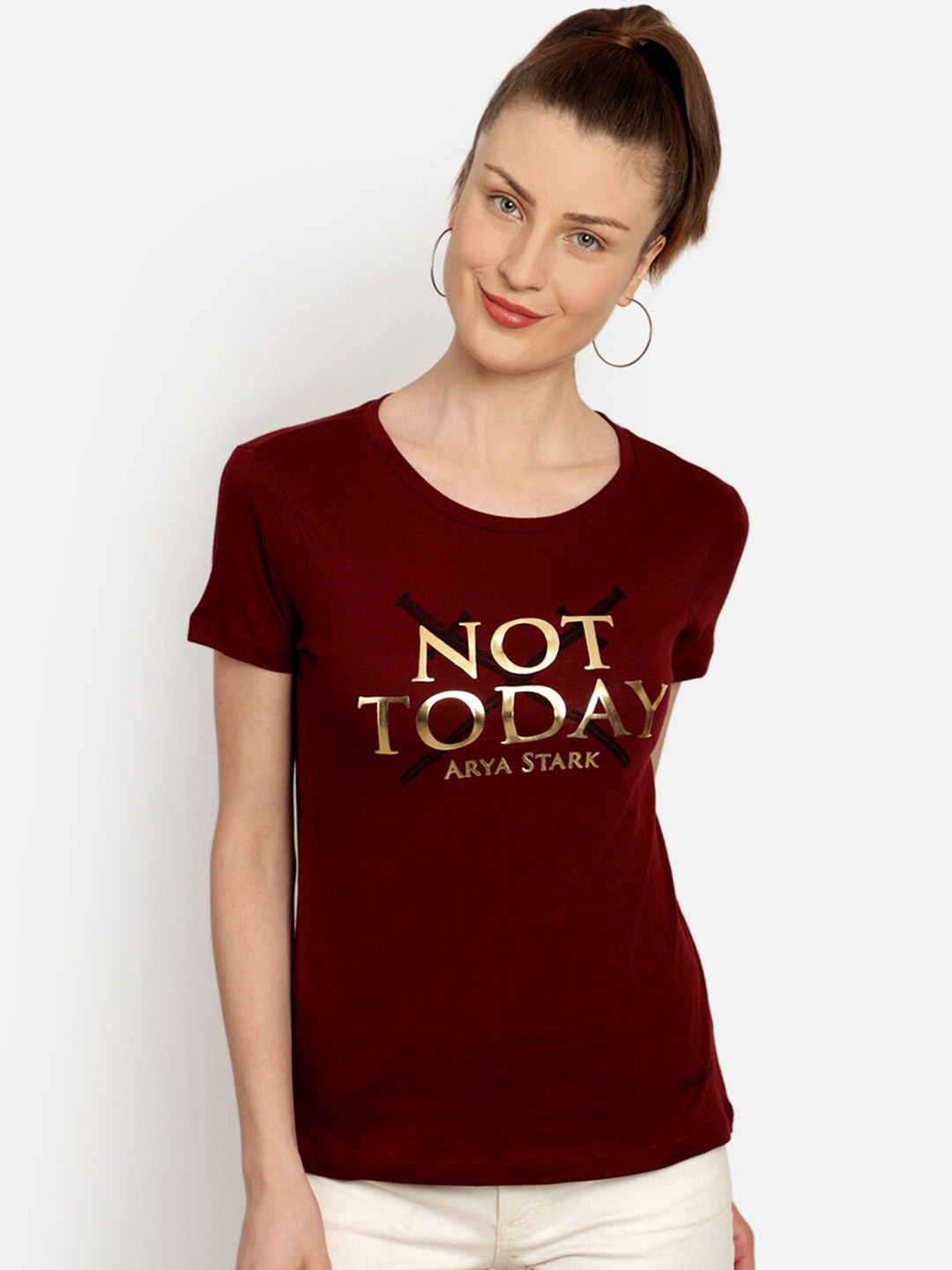 

Free Authority Women Maroon Game Of Thrones Printed Cotton Round Neck Pure Cotton T-shirt