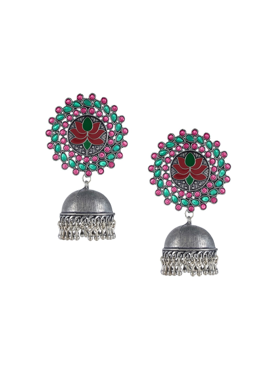 

Mali Fionna Multicoloured Dome Shaped Jhumkas, Multi