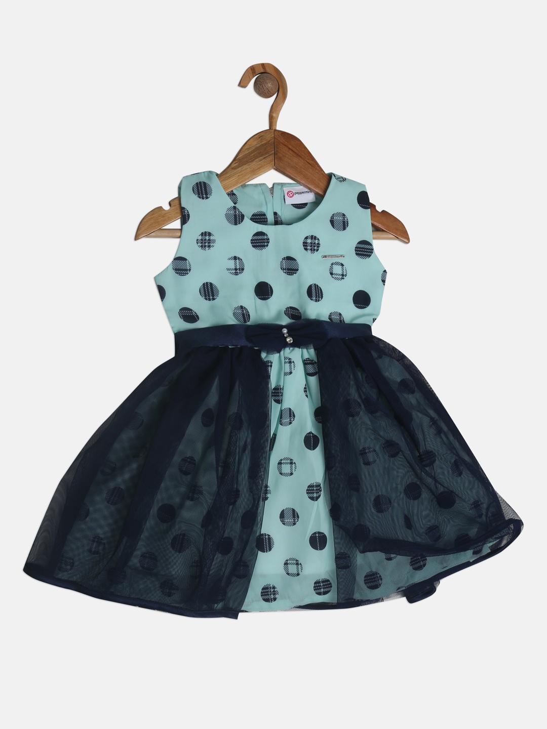 

Peppermint Girls Blue Printed Fit and Flare Dress