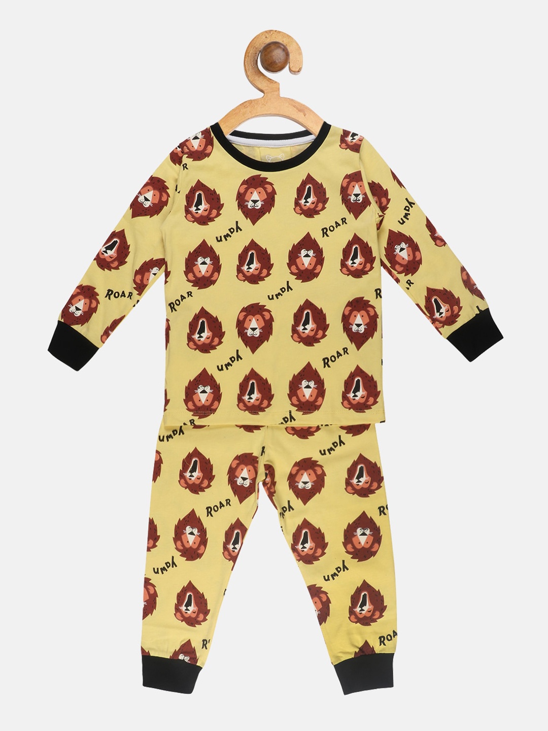 

Lazy Shark Girls Yellow & Brown Printed Night Suit