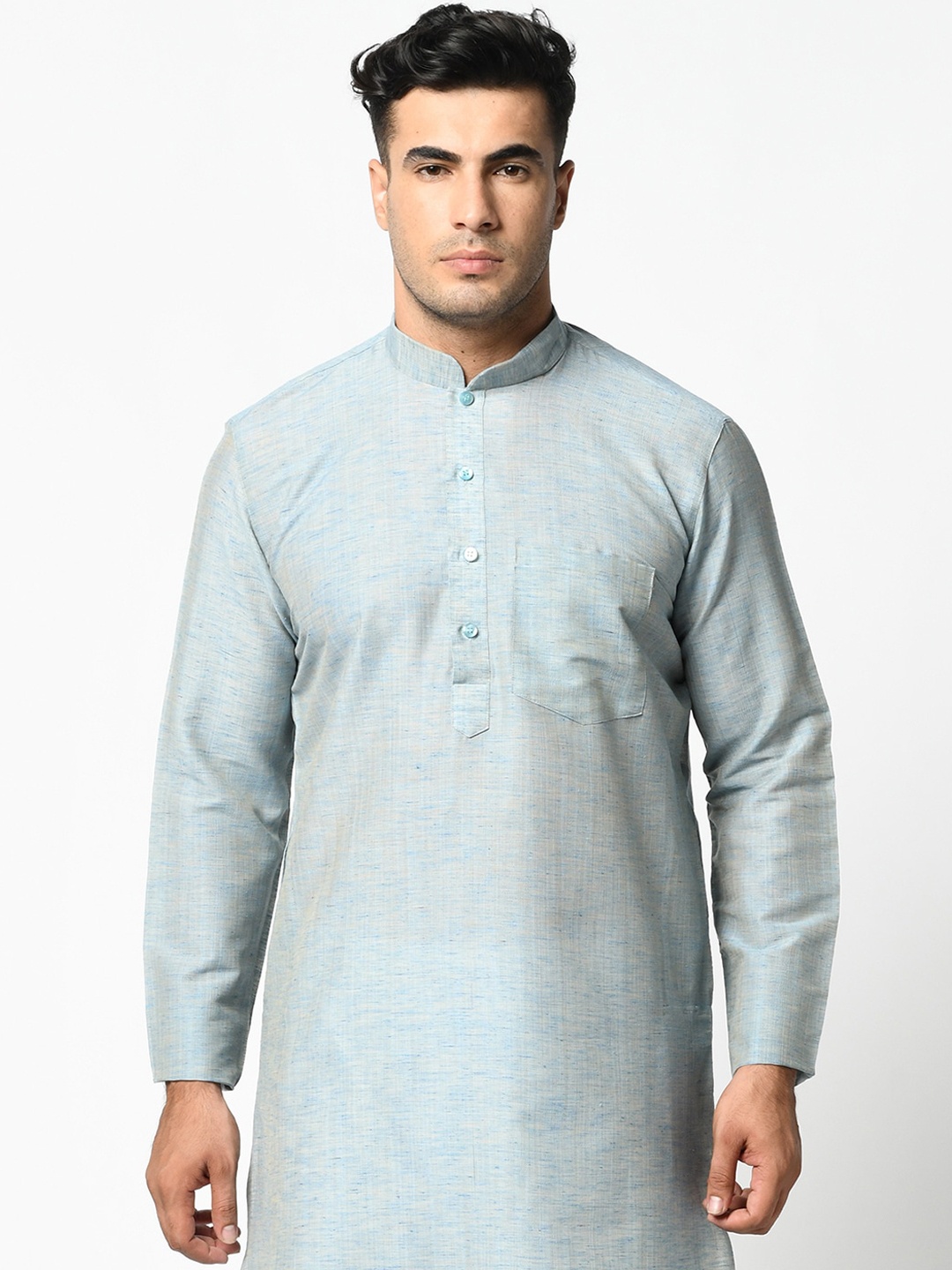 

LAMAAYA Men Blue & White Solid Kurta with Pyjamas