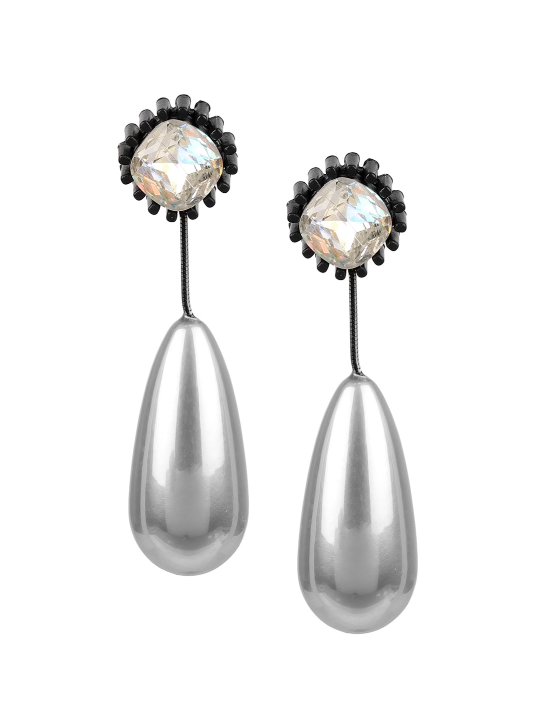 

Mali Fionna Silver-Toned Contemporary Drop Earrings