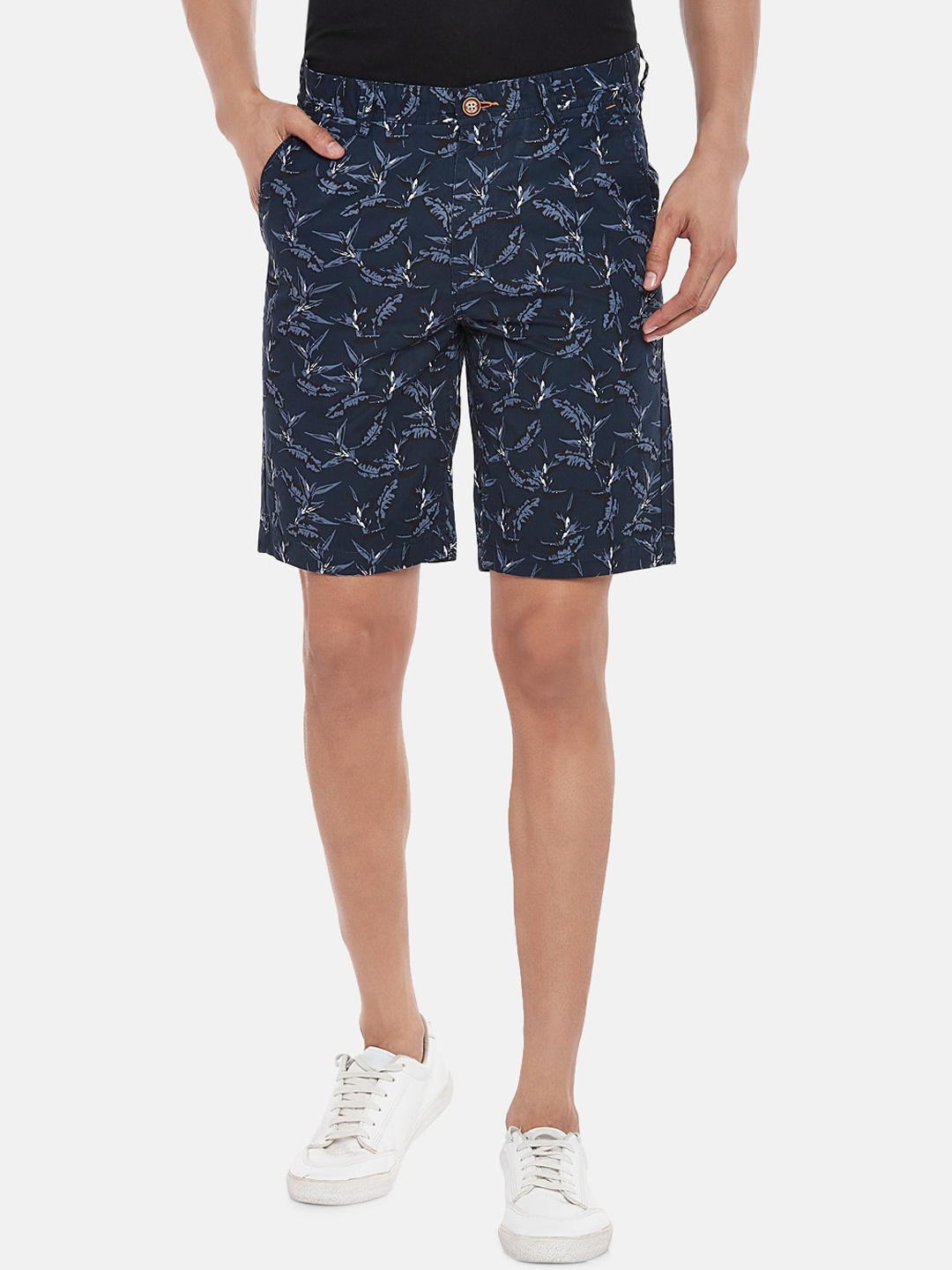 

Urban Ranger by pantaloons Men Navy Blue Printed Slim Fit Regular Shorts