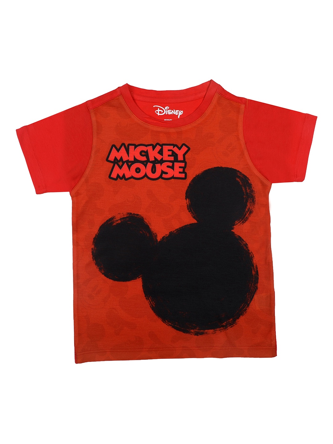 

Disney by Wear Your Mind Boys Red Mickey Mouse Print Round Neck T-shirt
