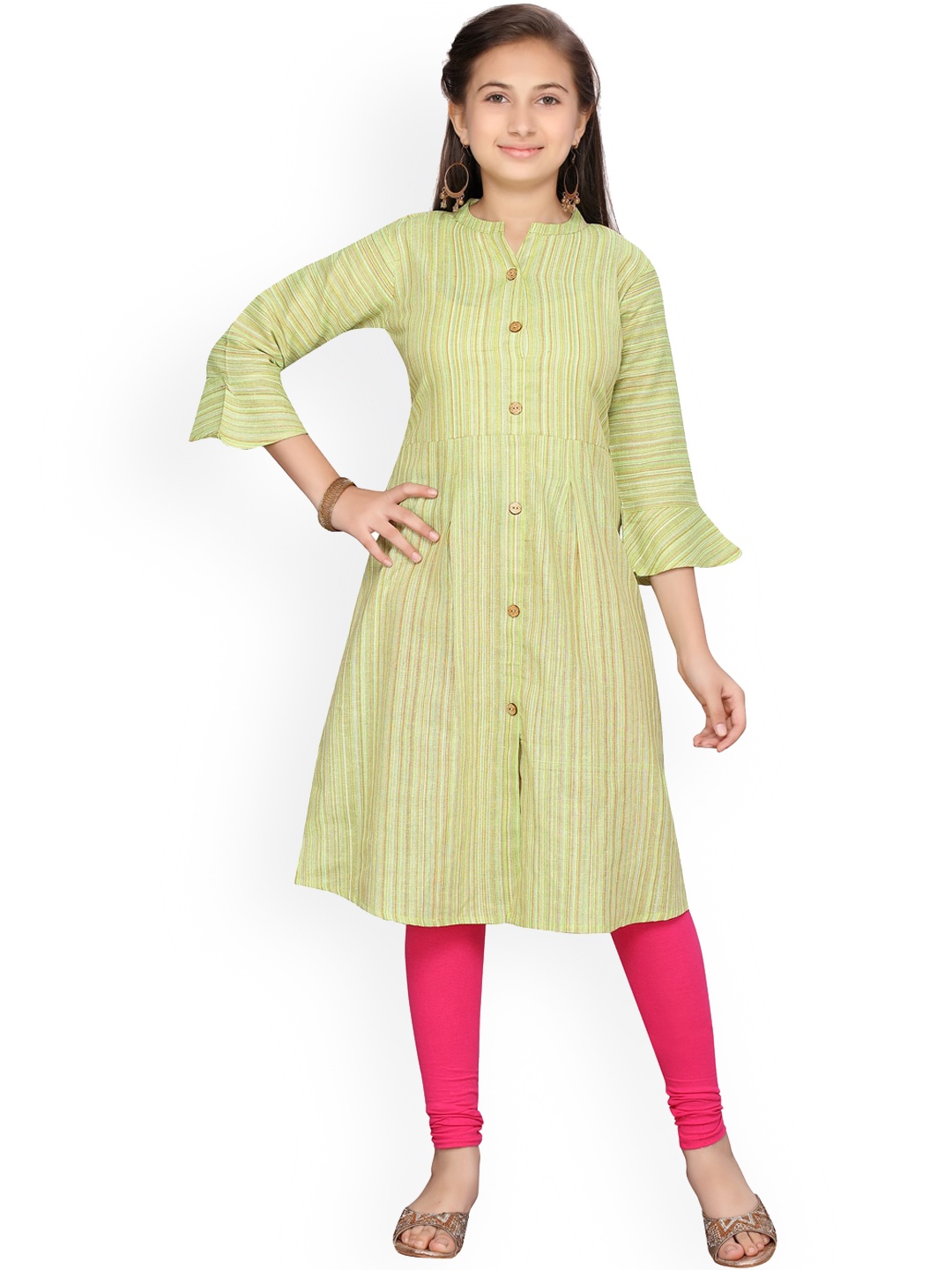 

Aarika Girls Green Self Design Kurta with Trousers