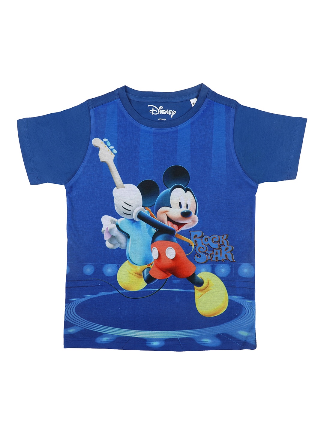 

Disney by Wear Your Mind Boys Blue Mickey Mouse Printed Round Neck T-shirt