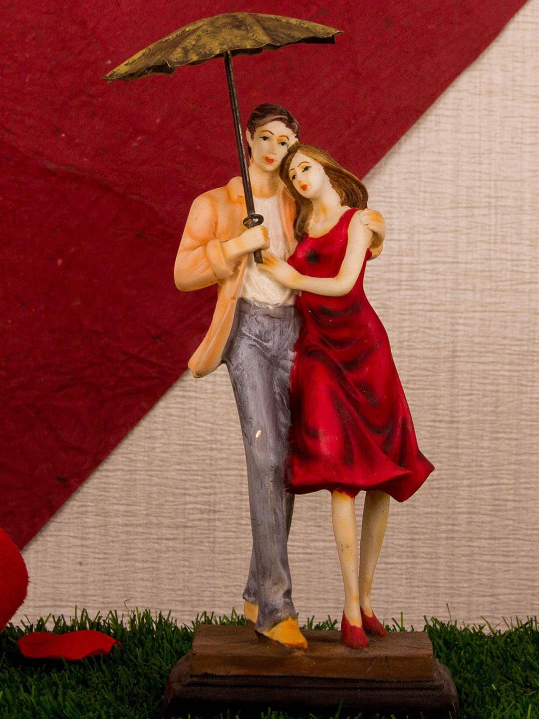 

TIED RIBBONS Red & Orange Valentine Couple Figurine Showpiece