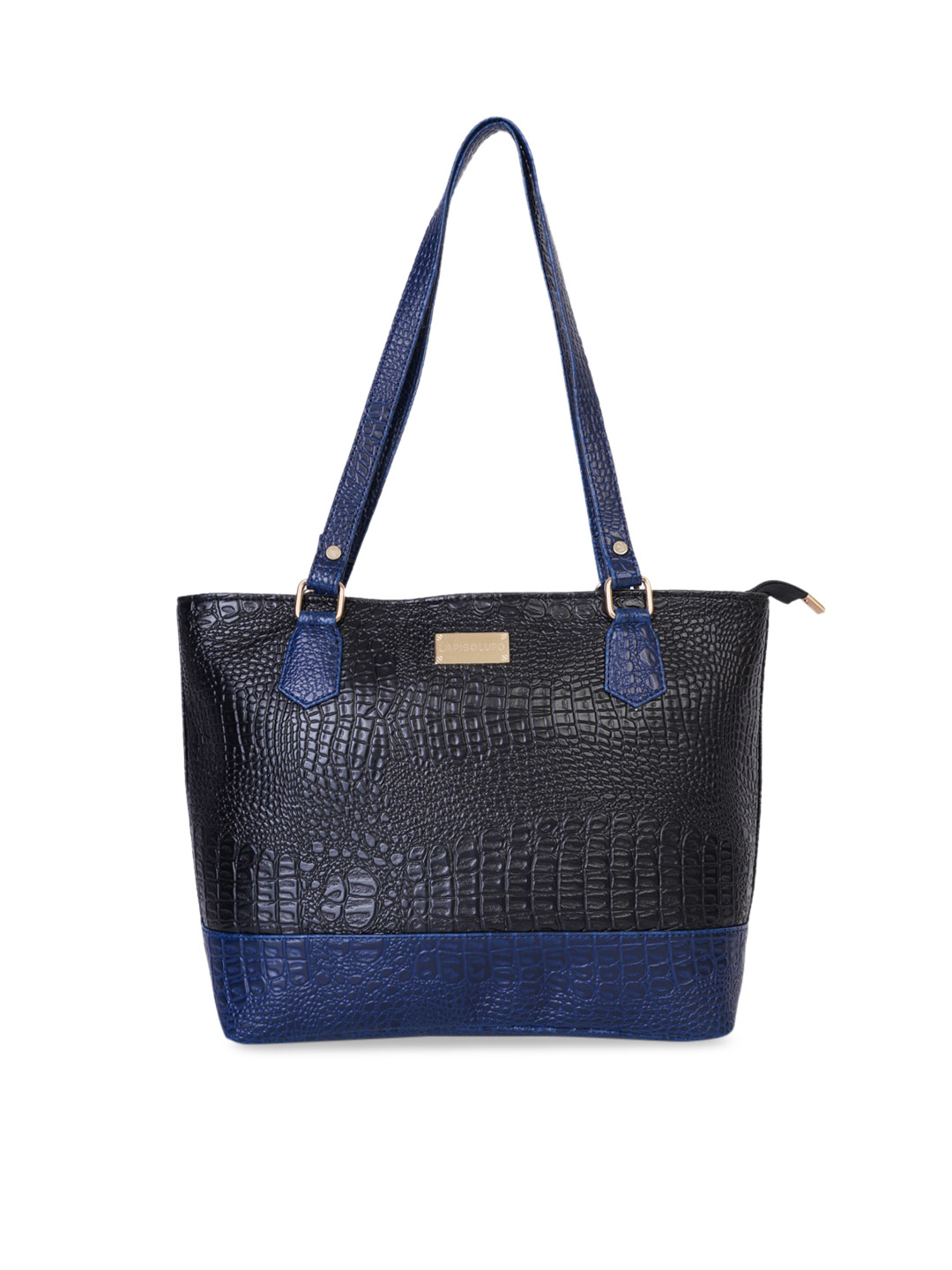 

Lapis O Lupo Black & Navy Blue Textured Shoulder Bag