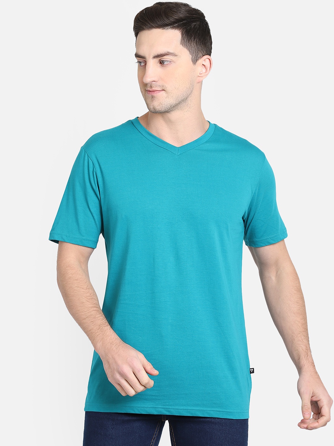 

PROTEENS Men Blue Solid V-Neck T-shirt