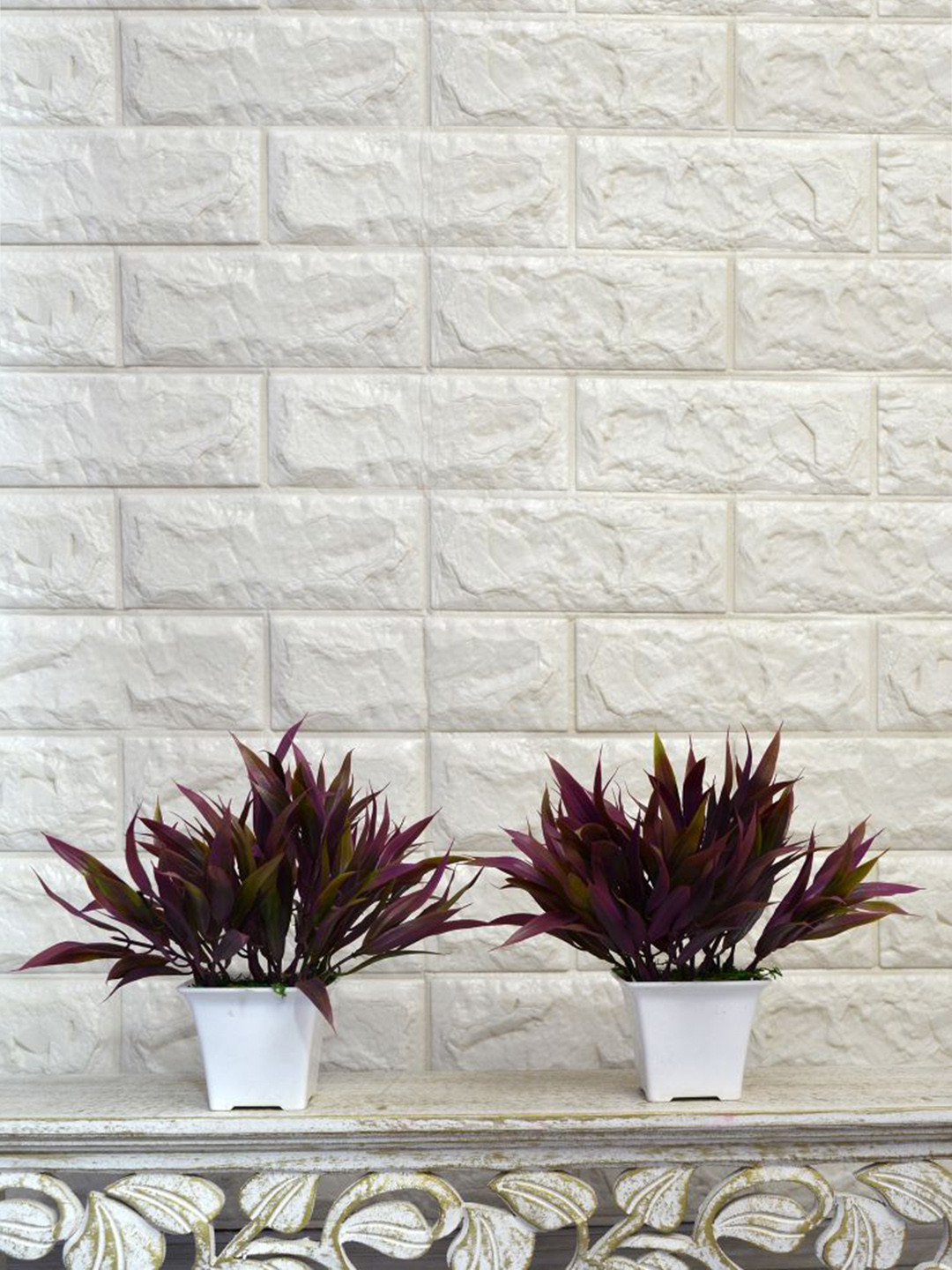 

fancy mart Set Of 2 Purple & Green Artificial Bamboo Leaves In Gamla