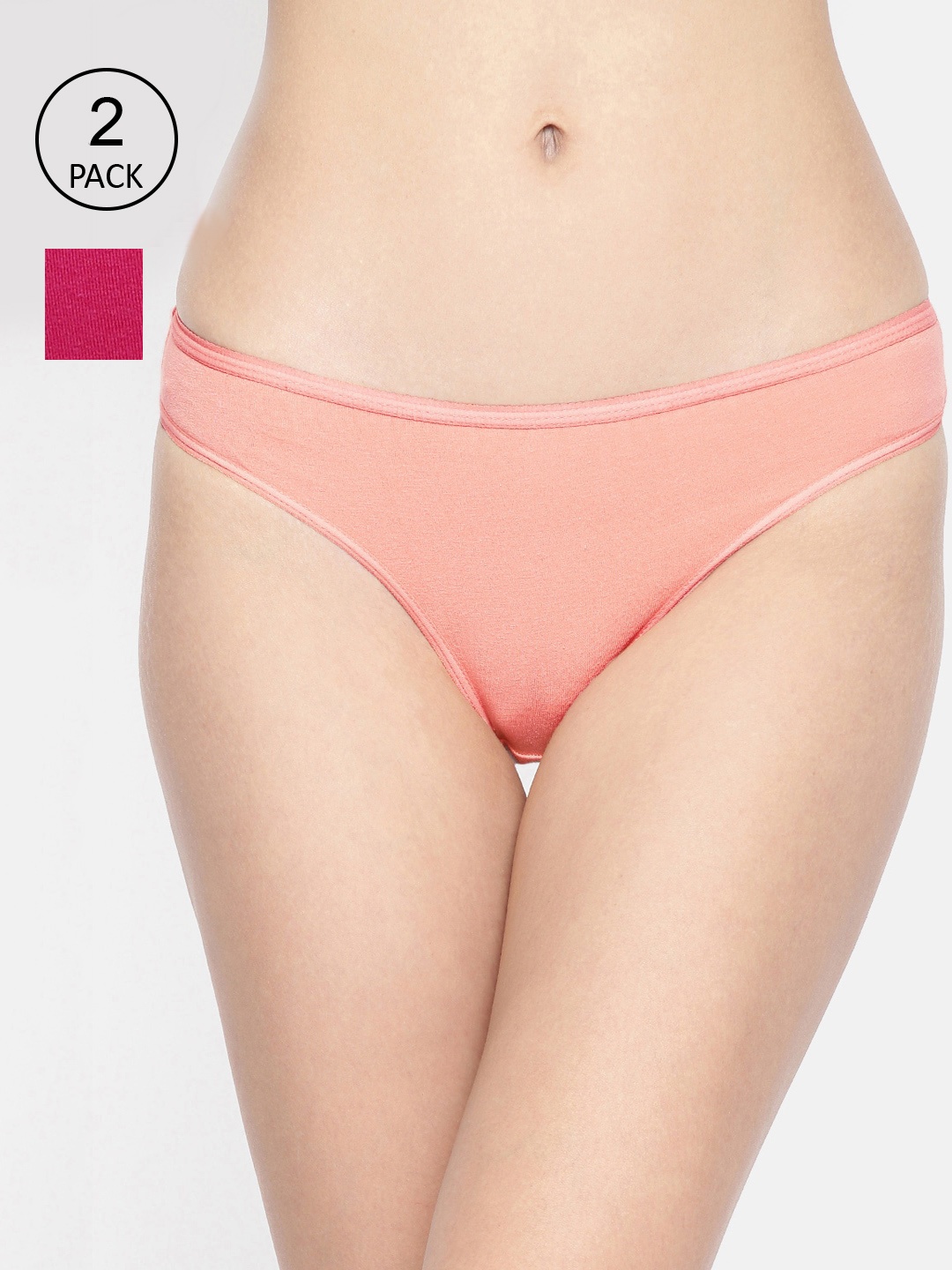 

Inner Sense Women Pack Of 2 Solid Antimicrobial Sustainable Bikini Briefs, Peach