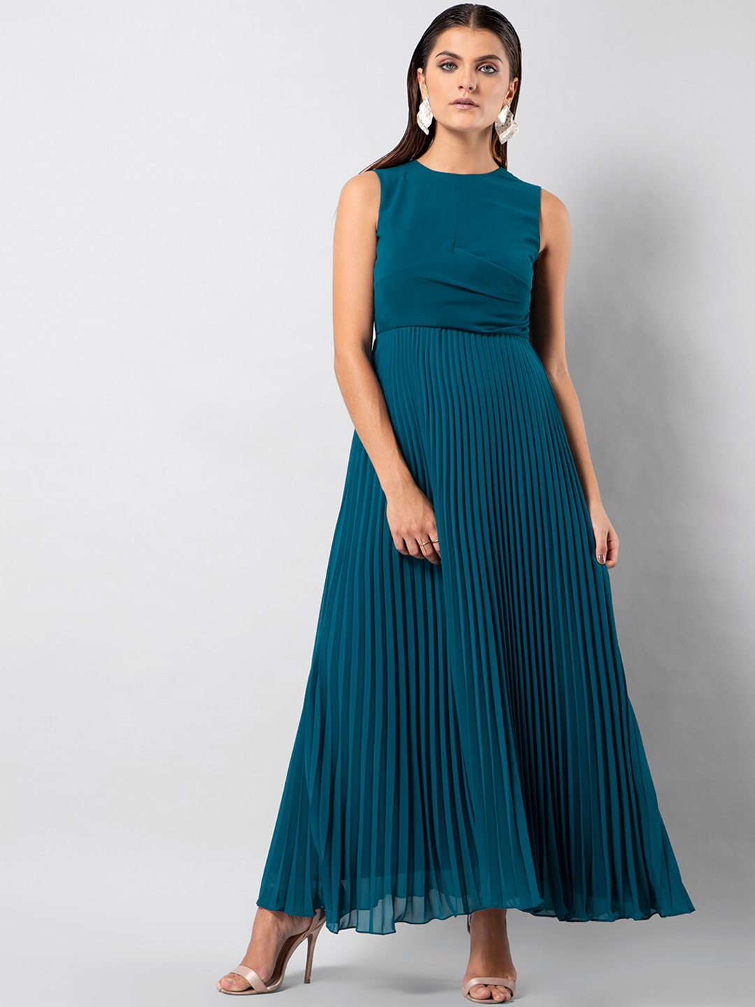 

FabAlley Women Blue Solid Maxi Dress