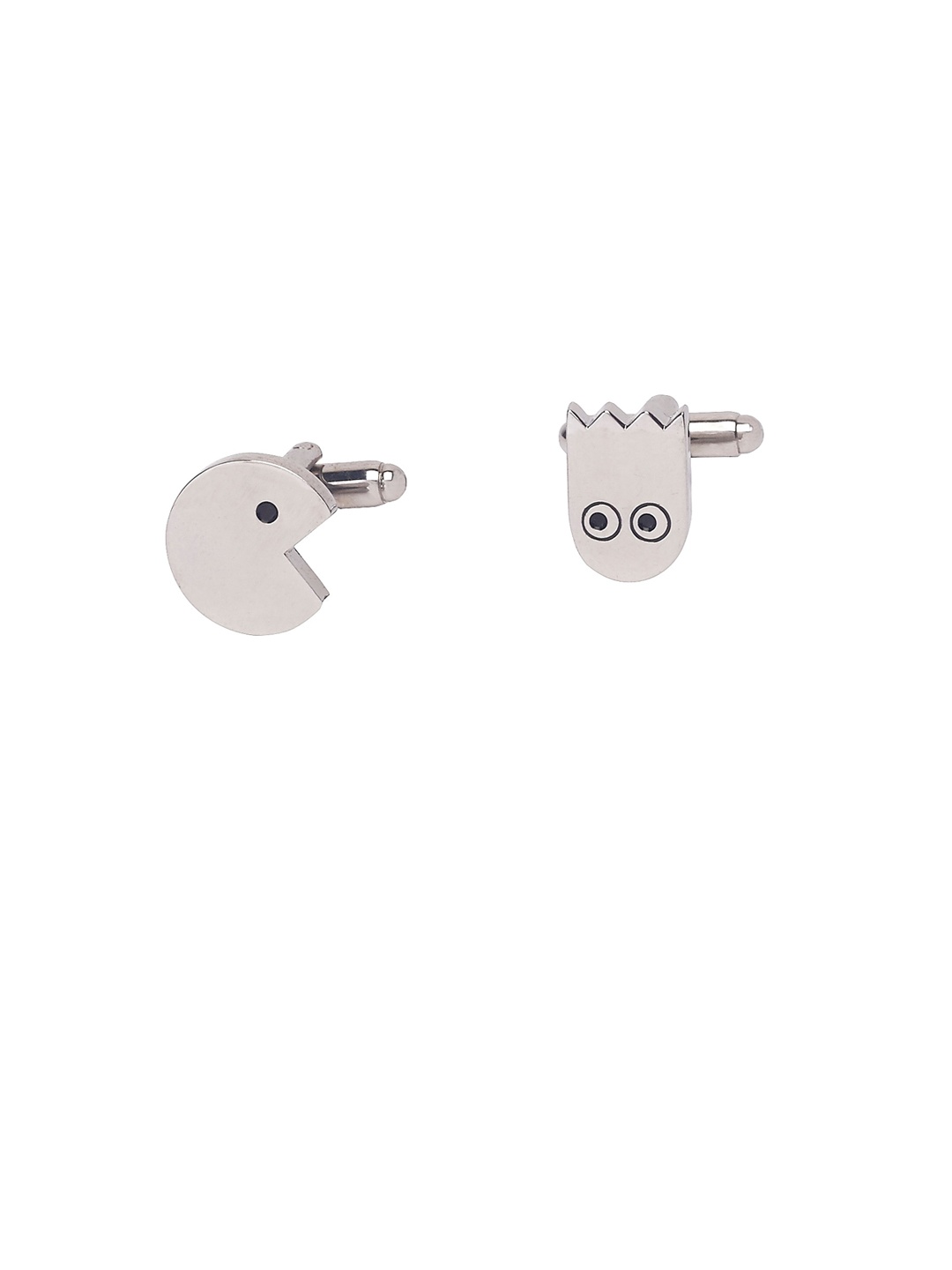 

The Tie Hub Silver-Toned & Black Quirky Cufflinks