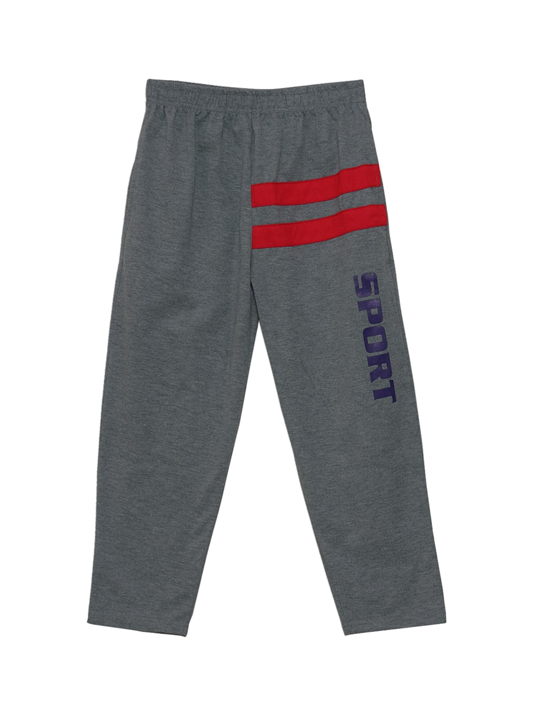 

SWEET ANGEL Boys Charcoal Black & Red Solid Straight Fit Track Pants