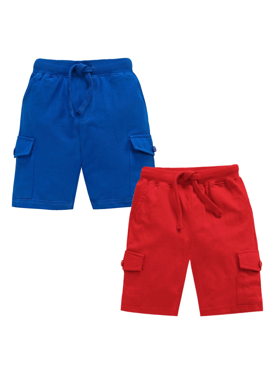 

KiddoPanti Boys Pack Of 2 Solid Regular Fit Cargo Shorts, Blue