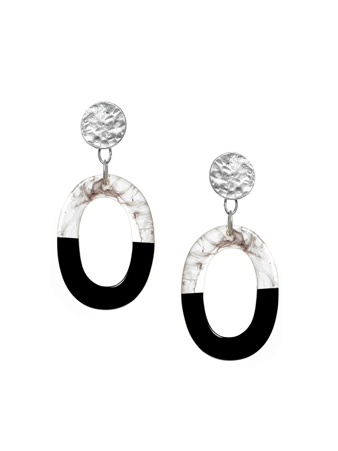 

FabAlley Black Silver-Plated Circular Hoop Earrings
