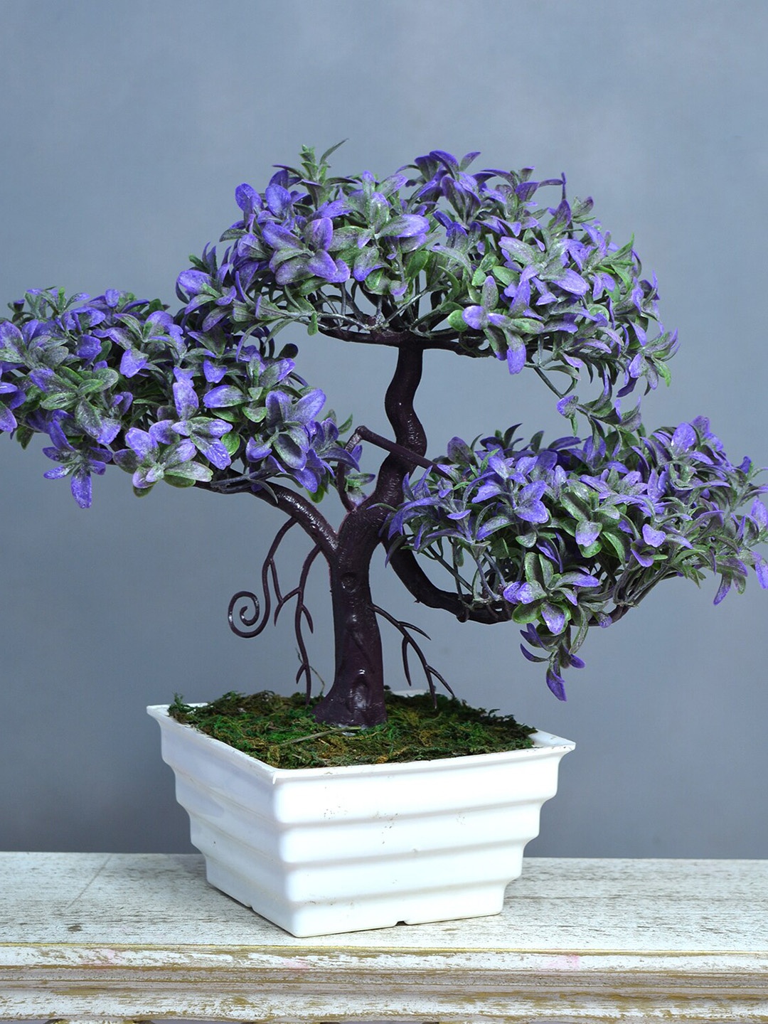 

fancy mart Green & Blue Artificial Bonsai Plant In Topaz Pot